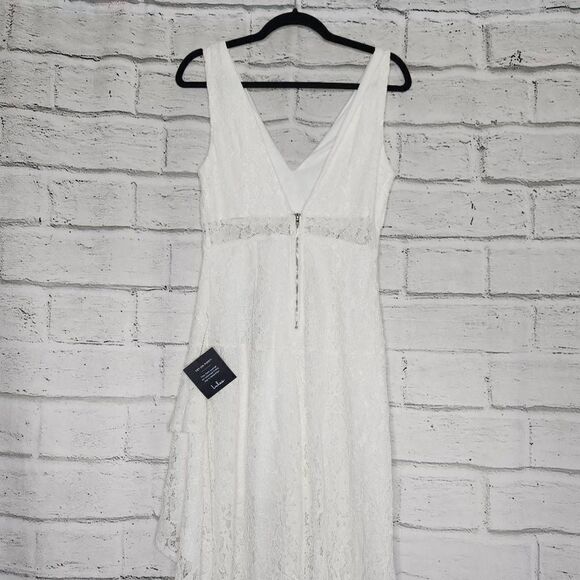 Lulus Lace Ruffled Lined Sleeveless High-Low Dress White Size Small - Picture 5 of 9